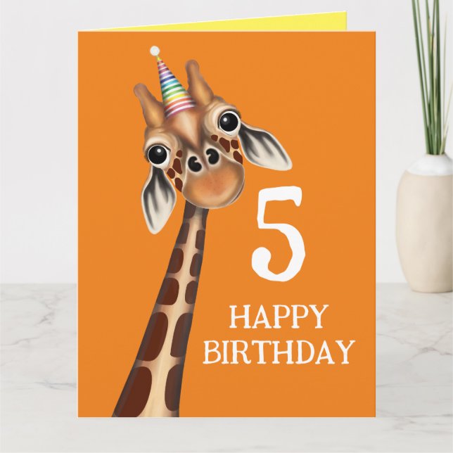 Child's Birthday Card With Age - Giraffe (Front)