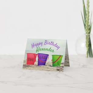 Child's Birthday Invitation Beach Pails Card