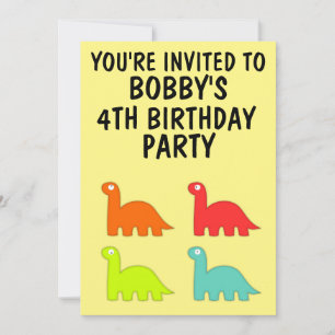 CHILDS BIRTHDAY PARTY INVITATIONS T-REX DINO
