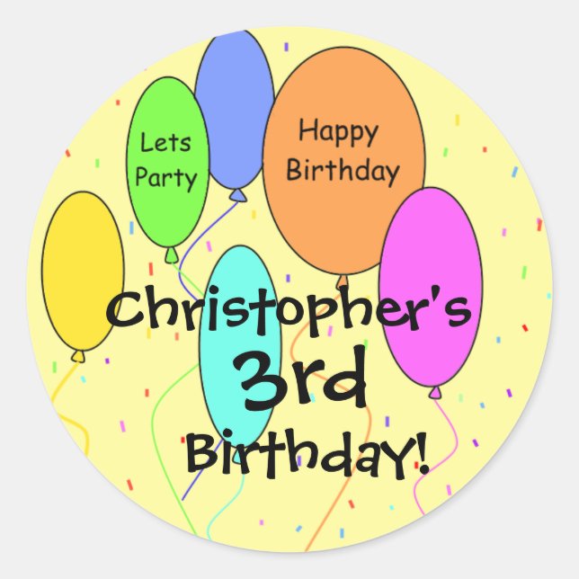 Child's Birthday Stickers (Front)