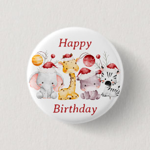 Child's Christmas Birthday Party 1 Inch Round Button