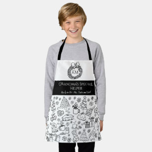 Child's Christmas Helper Personalized Doodle Apron