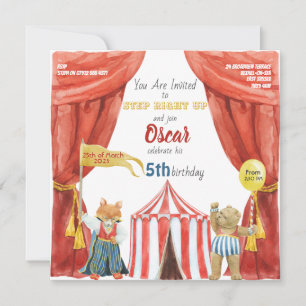 Childs Circus birthday invitation postcard
