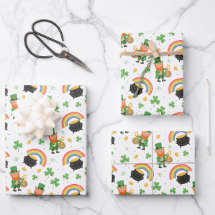 Child's Coloring Style Fun St Patrick's Day  Wrapping Paper Sheet
