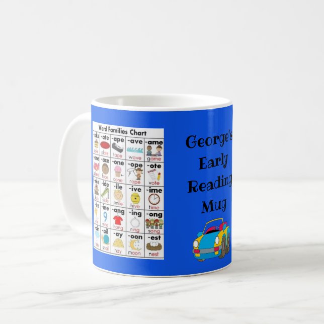 Childs Custom Early Reading Mug ca 11oz By Zazz_it (Front Left)