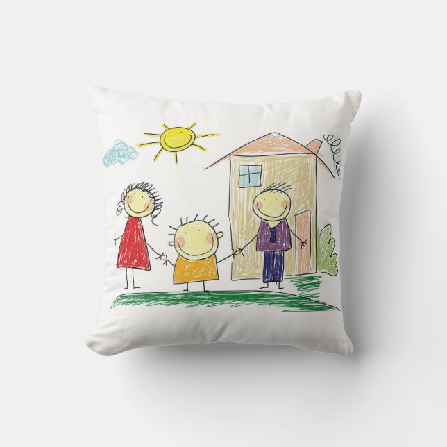 Child's drawing of your child. Personalized name Throw Pillow (Front)