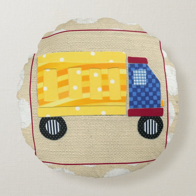 Child's Dump Truck by Chariklia Zarris Round Pillow (Front)