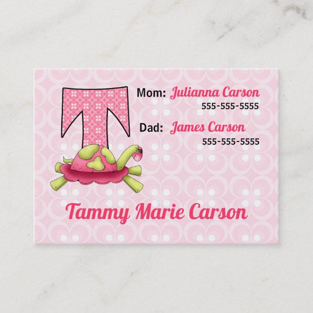 Child's Emergency Information Cards Monogram T (Front)
