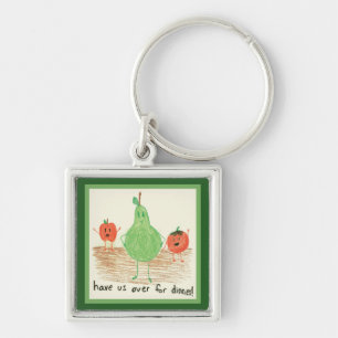 Child's Food Art, Green Keychain