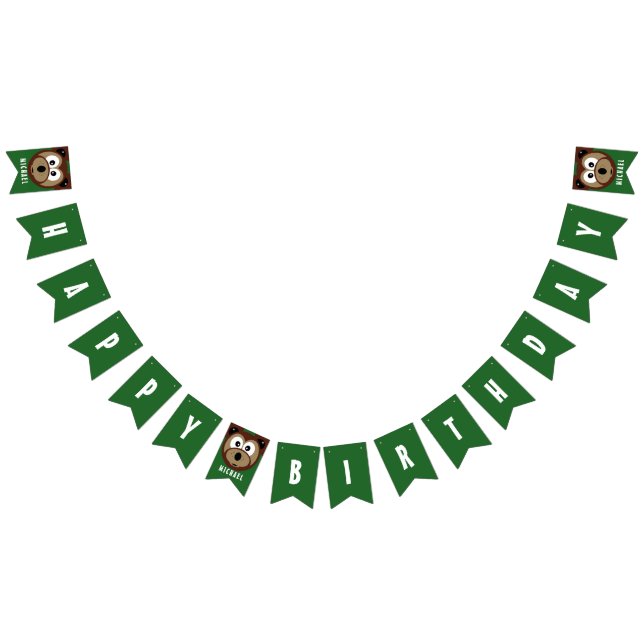 Child's Happy Birthday Bear Custom Bunting Flags (All)