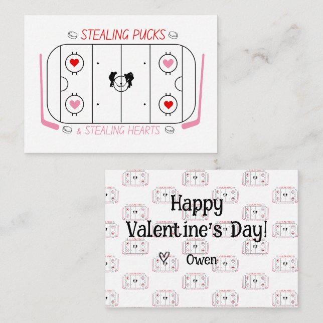 Child's Hockey Valentine Classroom Card  (Front/Back)