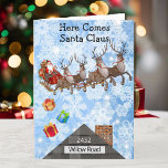 Child's House Address Name Christmas Santa Claus Holiday Card<br><div class="desc">Add your child's street,  address number and name. You may change or alter the greeting and include your signature.</div>