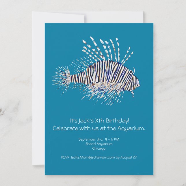 Child's Lion Fish Birthday Party Invitation (Front)