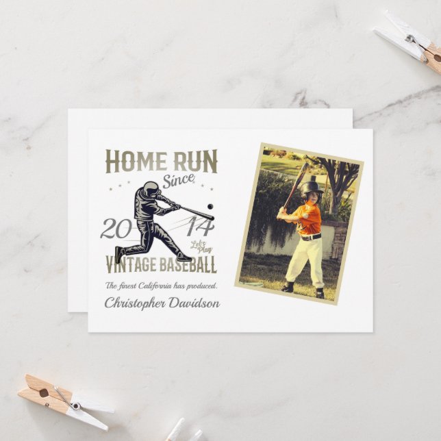 Childs Little League Baseball Birthday Invitation (Front/Back In Situ)