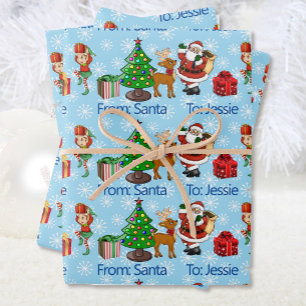 Child's Name From Santa Claus Personalize Wrapping Paper Sheet