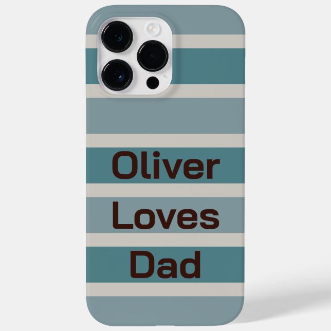 Child's Name Love Dad on Blue Striped Case-Mate iPhone Case (Back)
