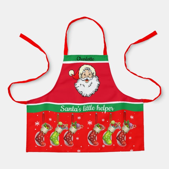 Child's Name Santa's Helper Baking with Mom Apron (Front)