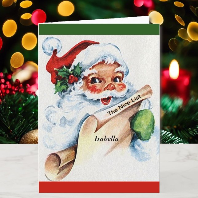Child's Name to Santa's Personalized Nice List Holiday Card (Creator Uploaded)