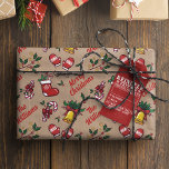 Child's Name Vintage Christmas Kraft Wrapping Pape Paper<br><div class="desc">Custom name on this wrapping paper to add a festive touch to any Christmas gift you give. Personalized wrapping paper to add a festive touch to your Christmas gifts.</div>