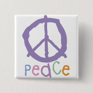 Child's Peace Sign 2 Inch Square Button