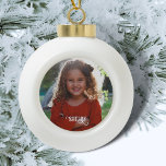Child's Photo and Decorative Name Ceramic Ball Christmas Ornament<br><div class="desc">Add a personalized photo ornament to the Christmas tree this year with this ceramic ball ornament!  Easy to customize,  just upload your child's photo and name for a beautiful addition to your holiday decor or the sweetest gift for grandparents!</div>