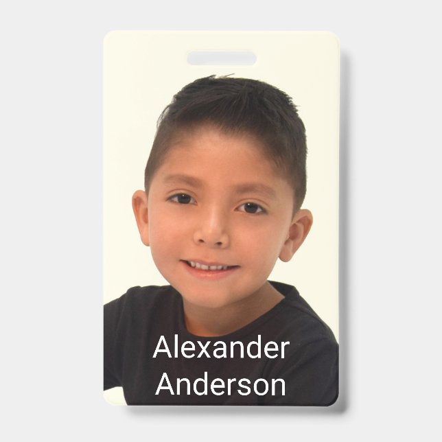 Child's Photo Name Tag Personalize Badge (Front)