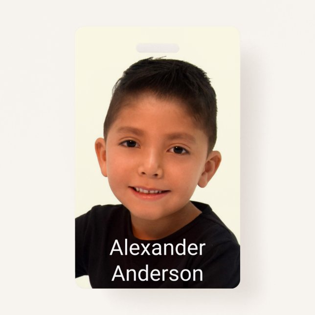 Child's Photo Name Tag Personalize Badge (Front)