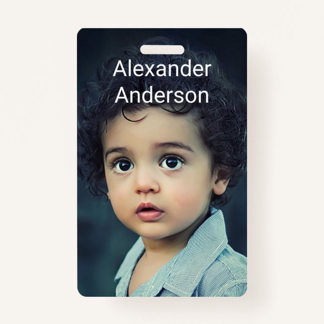 Child's Photo Name Tag Personalize Badge (Front)