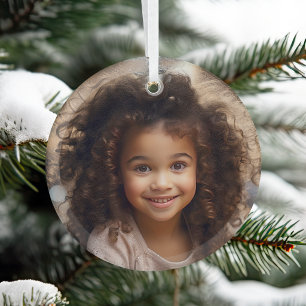 Child's Photo Simple Christmas Keepsake Glass Ornament