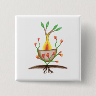 Child's Plant Art 2 Inch Square Button