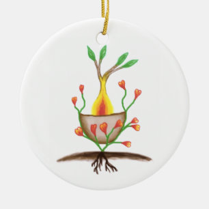 Child's Plant Art Ceramic Ornament