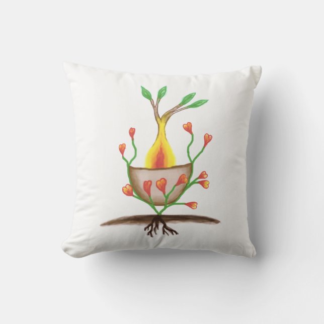 Child's Plant Art Throw Pillow (Front)