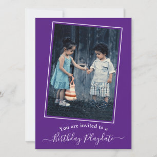 Child's Purple Birthday Playdate Custom Photo Invitation