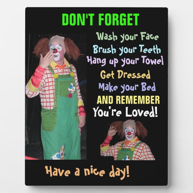 CHILD'S REMINDER LIST   PLAQUE (Front)