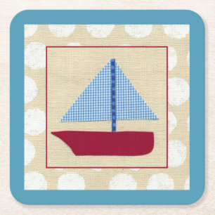 Child's Sailboat by Chariklia Zarris Square Paper Coaster