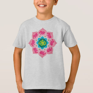 Child's Shirt Pink elephants Namaste Lotus Flower