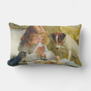 Child's Space Vintage Yellow Pets Lumbar Pillow