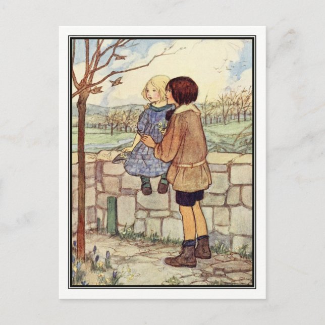 Child's Talk in April by Florence Harrison Postcard (Front)