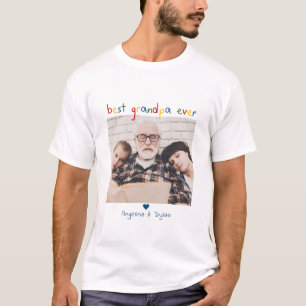Child's Writing 'Best Grandpa Ever' Photo & Names T-Shirt