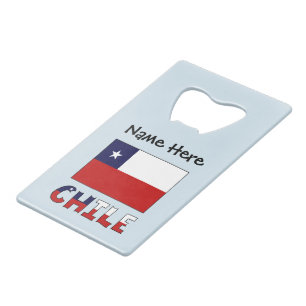 Chile and Chilean Flag Personalized Credit Card Bottle Opener