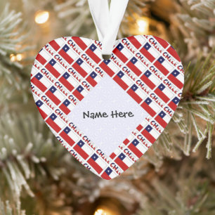 Chile and Chilean Flag Tiled Personalize Ornament
