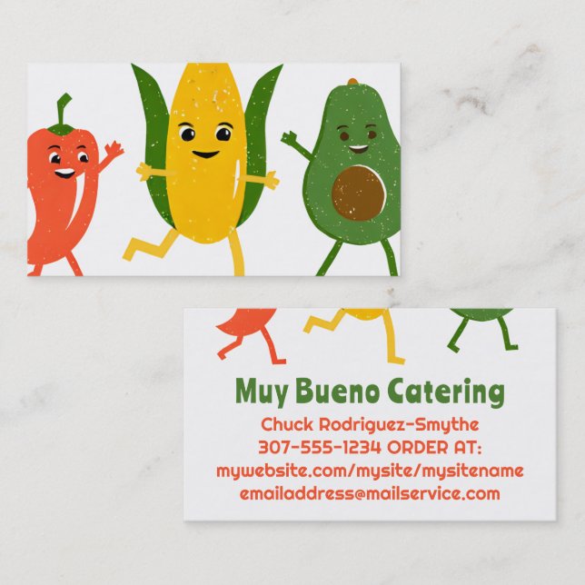 Chile Avocado Mexican food catering business card (Front/Back)