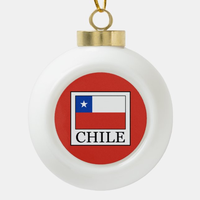 Chile Ceramic Ball Christmas Ornament (Front)