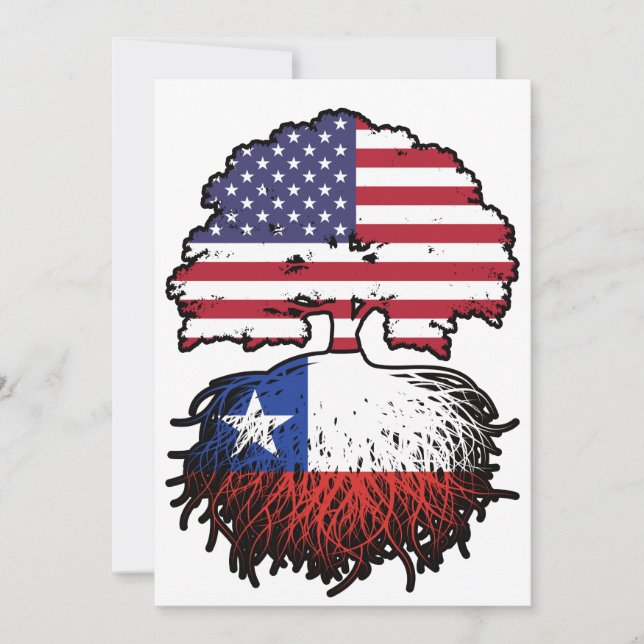 Chile Chilean American USA Tree Roots Flag Invitation (Front)