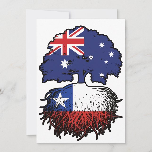 Chile Chilean Australian Australia Tree Roots Flag Invitation (Front)