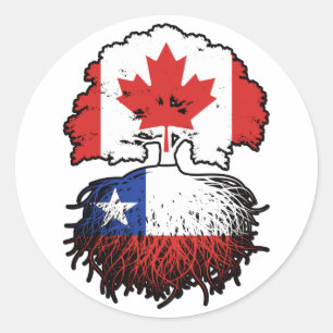 Chile Chilean Canadian Canada Tree Roots Flag Classic Round Sticker