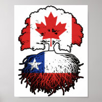 Chile Chilean Canadian Canada Tree Roots Flag
