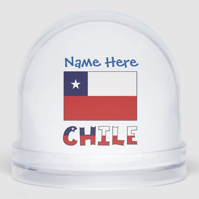 Chile Chilean Flag Blue Personalization  Snowglobe (Front)