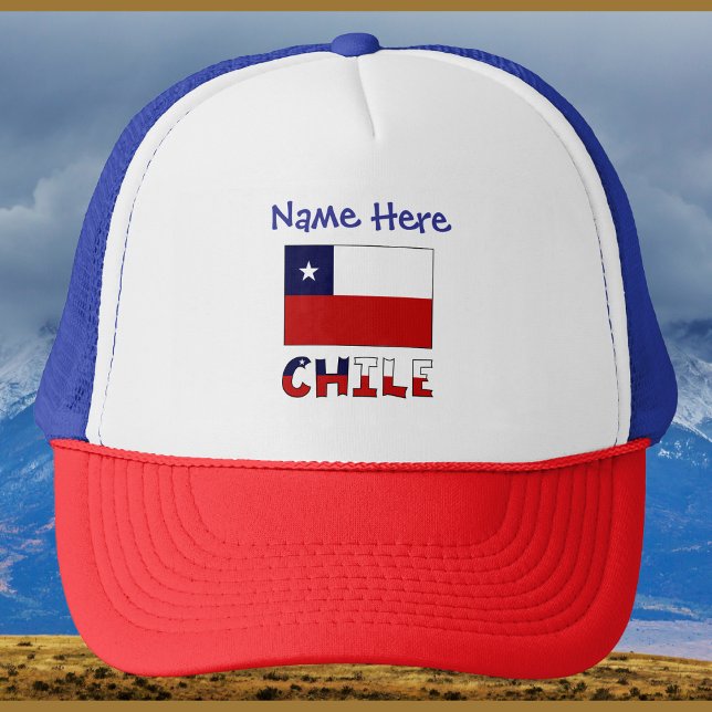 Chile Chilean Flag Blue Personalized  Trucker Hat (Creator Uploaded)
