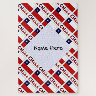 Chile Chilean Flag Tiled Personalized Jigsaw Puzzle